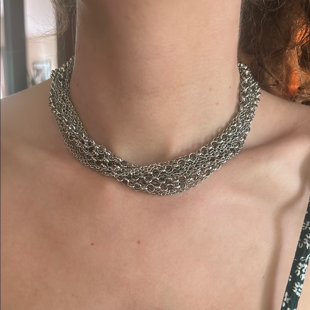 Vintage Multi-strand Silver tone  Chain Necklace GVC lk Trifari